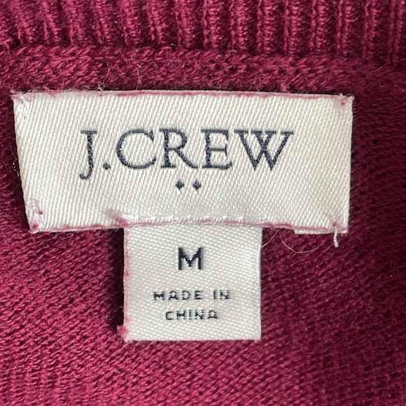 J.Crew Ruffle Rhinestone Burgundy Sweater - Picture 5 of 7